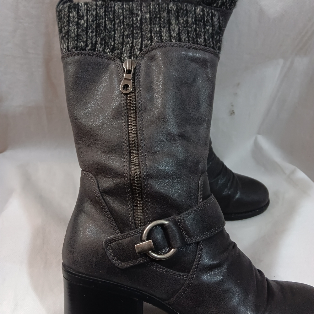 BareTraps Womens 8.5 Gray Boots Wylla Casual Round Toe Mid-Calf Sweater Collar - Picture 5 of 14